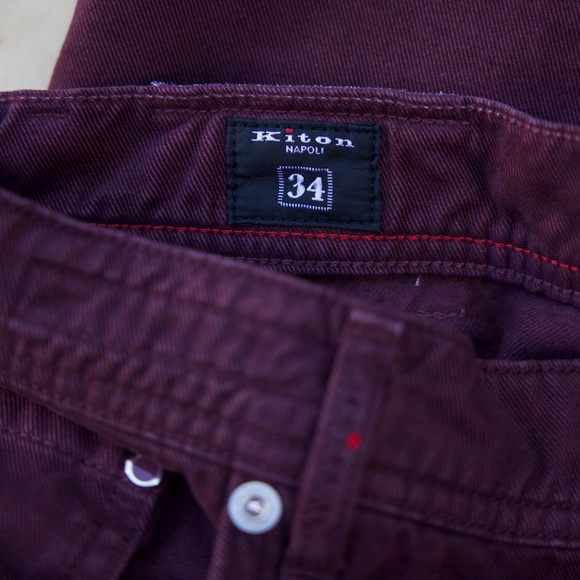 Kiton Aubergine Slim Denim Jeans Made In Italy Men's Size 34 - Picture 4 of 13